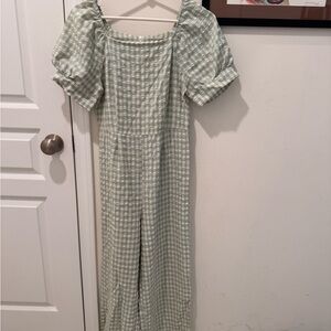 SHEIN Green Checkered Jumpsuit